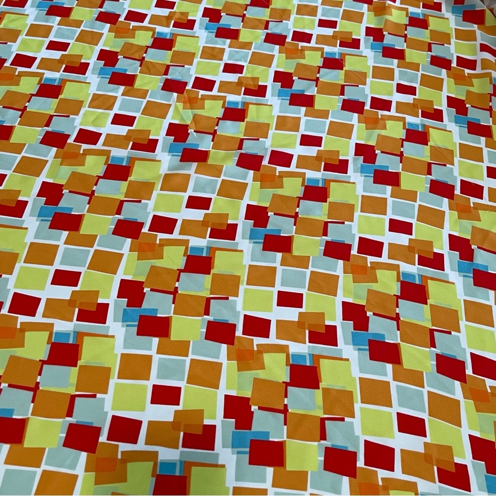 Multicolor Square Geometric Poly Print Crepe De C… - image 3